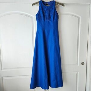 Vintage Y2K Jordan Formal Dress Size 9/10 Royal Blue Halter Union Made Maxi Prom